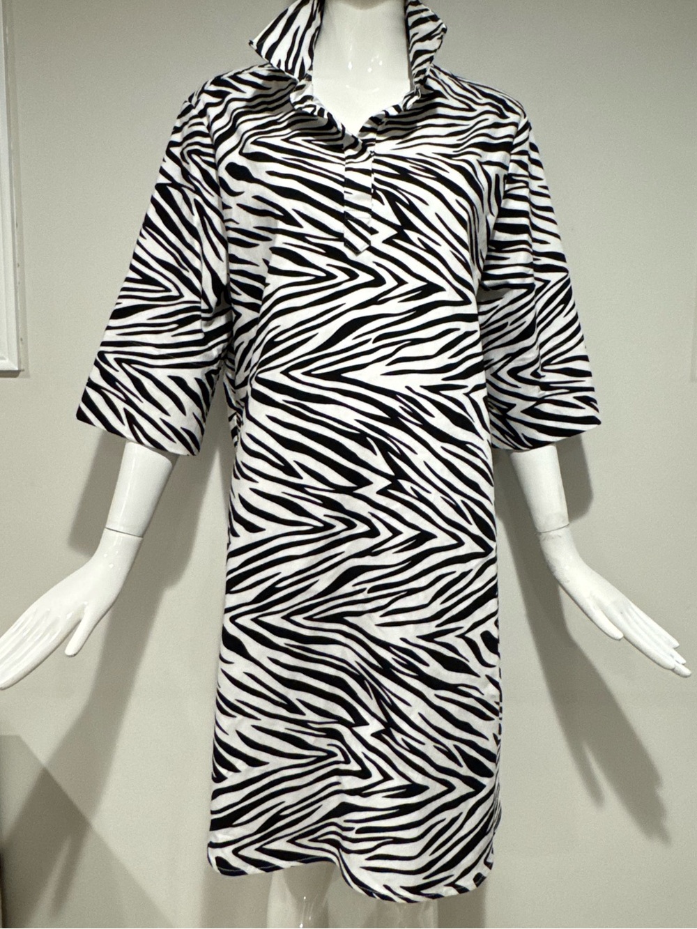 Snappy Turtle Zebra Print Tunic Dress Cover Up L USA Resort Beach